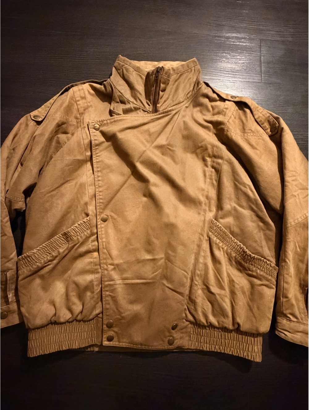 Vintage Anchor Blue Asymmetric Moto Bomber Jacket